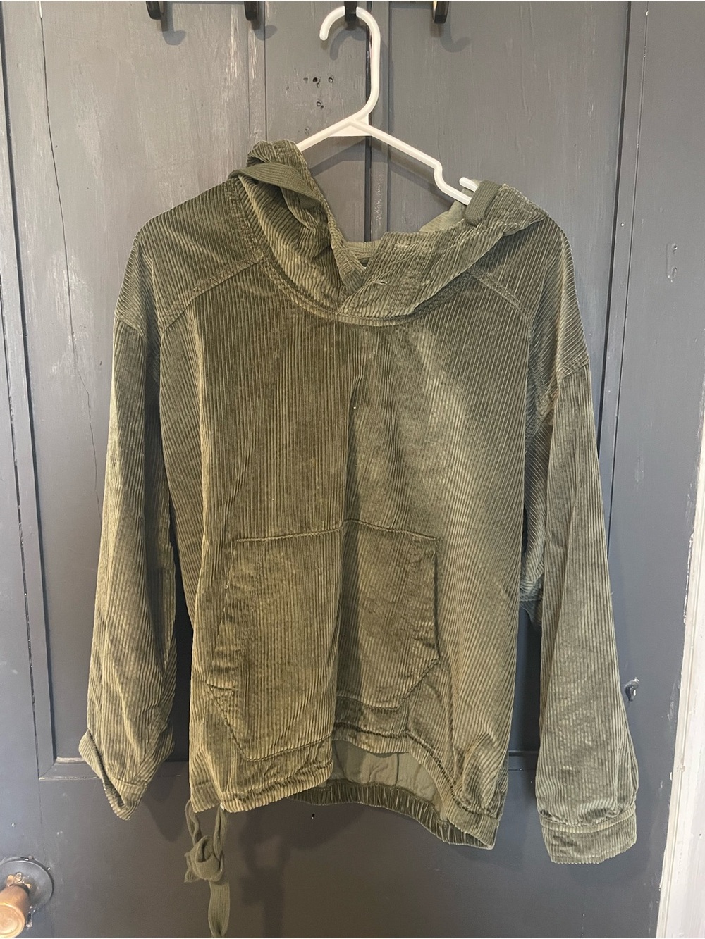 American Eagle Olive Green Corduroy Hooded Top